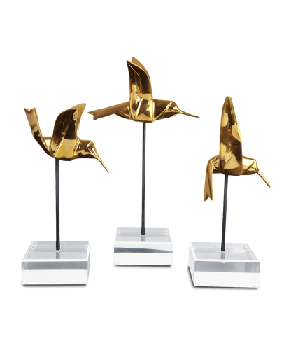 Currey & Co. Gold Hummingbirds Set of 3 1200-0903