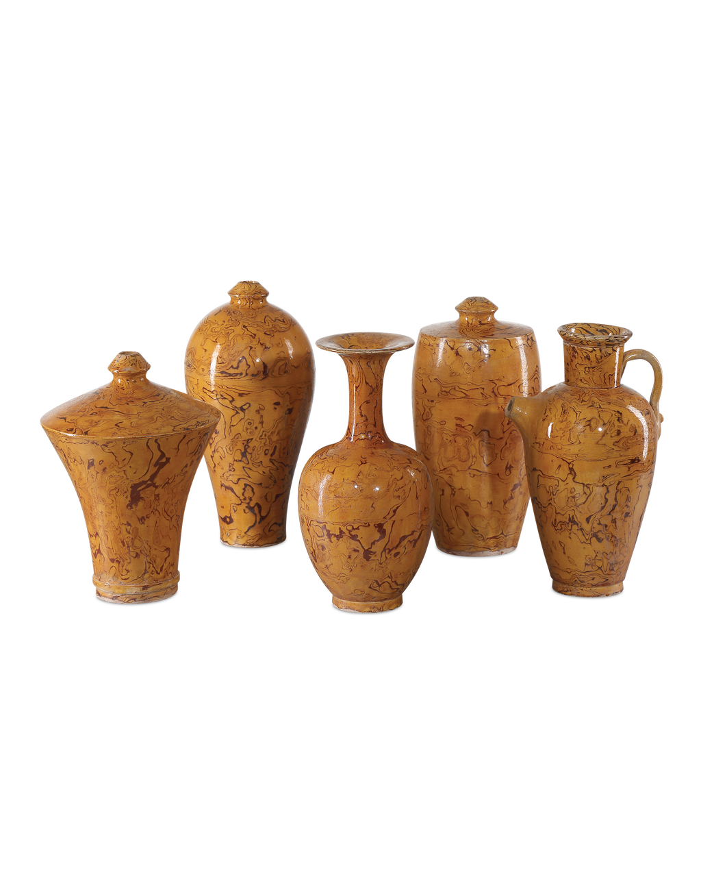 Currey & Co Romulus Vase Set of 5 in Yellow/Brown 1200-0875