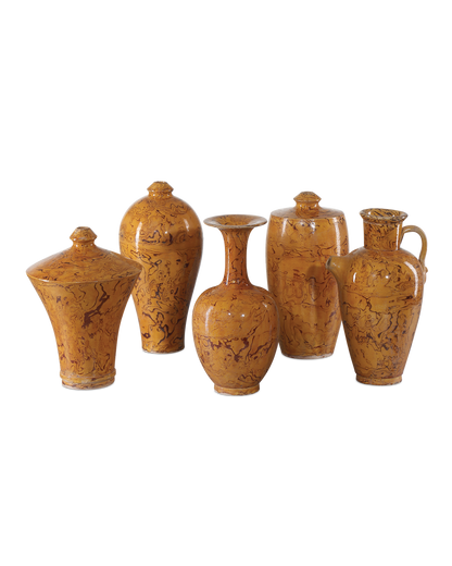 Currey & Co Romulus Vase Set of 5 in Yellow/Brown 1200-0875