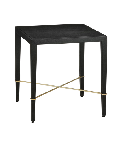 Currey & Co. Verona Black Linen End Table 3000-0296