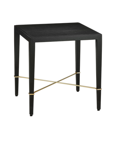 Currey & Co. Verona Black Linen End Table 3000-0296