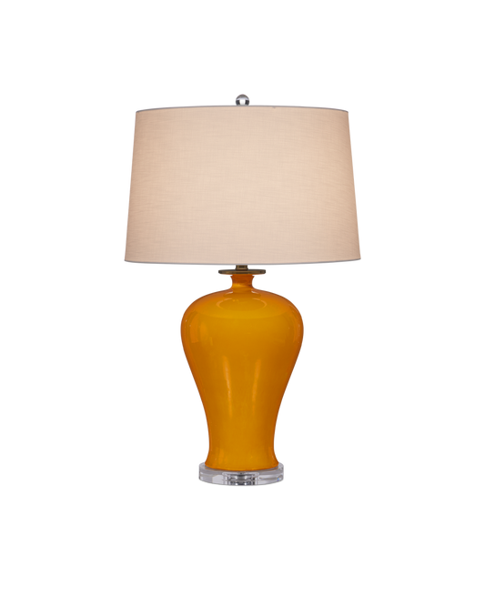 Currey & Co Imperial Yellow Table Lamp in Imperial Yellow/Clear/Natural Brass 6000-0933