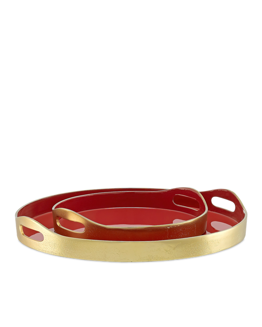 Currey & Co. Riya Red Tray Set of 2 1200-0362